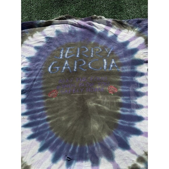 Vintage 1995 Jerry Garcia Purple Tie Dye Size Large T-Shirt XL Grateful Dead - Picture 11 of 13